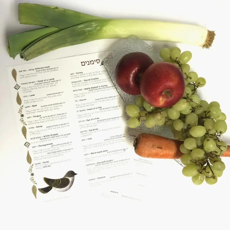This printable with unique simanim will complete your Rosh Hashanah. The Simanim printable showcases symbolic foods are eaten on the Jewish New Year.