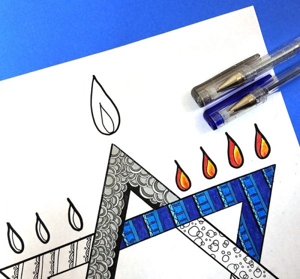 Chanukah Coloring Page for Adults - Jewish Moms & Crafters