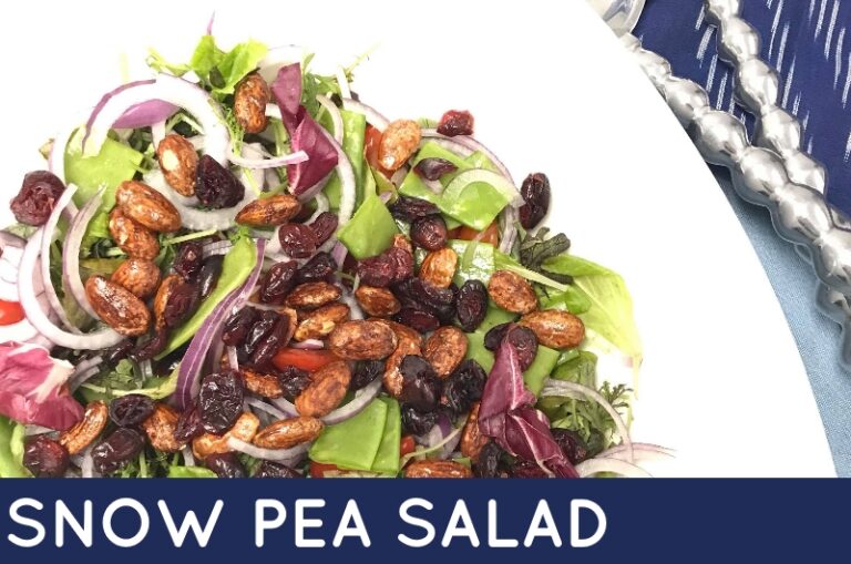 Crunchy Snow Pea Salad with Raspberry Vinaigrette