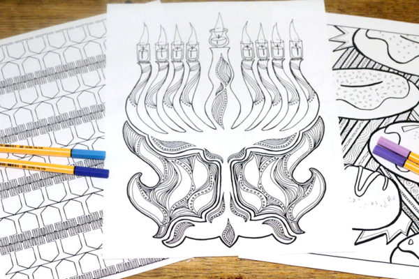 Chanukah Coloring Page for Adults - Jewish Moms & Crafters