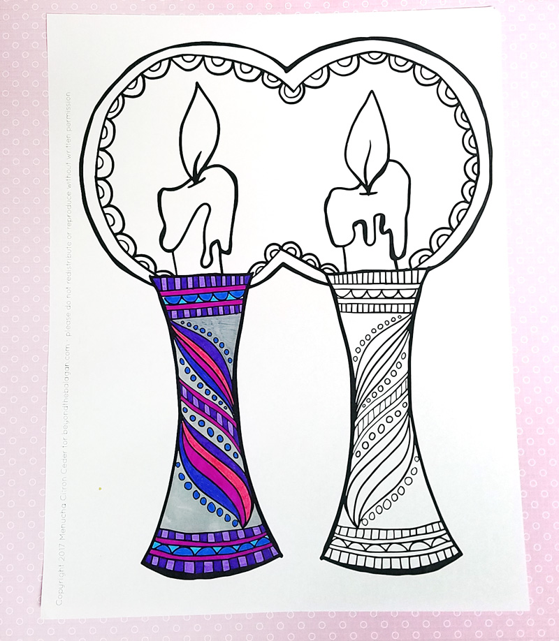 shabbat candles coloring pages