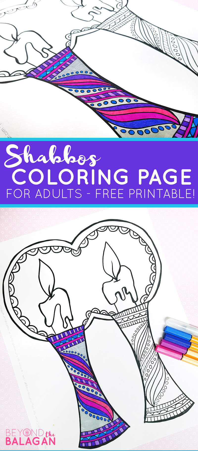 Download this free printable shabbat coloring page for adults big kids or teens! TAke a break from your shabbos preparation and relax a little! #shabbat #shabbos #Jewish #judaism 