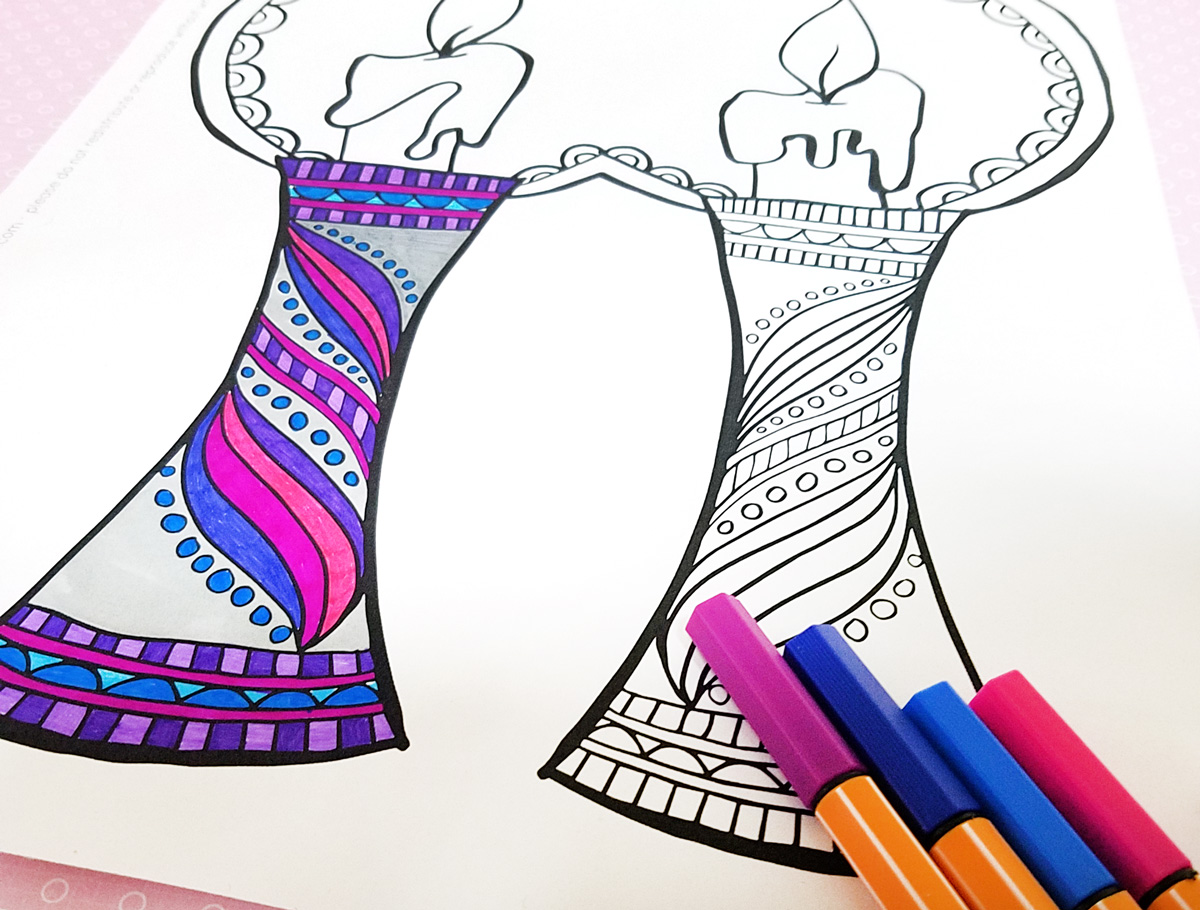 Download this free printable shabbat coloring page for adults big kids or teens! TAke a break from your shabbos preparation and relax a little! #shabbat #shabbos #Jewish #judaism