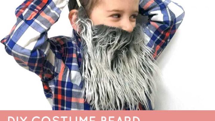 Make this easy DIY fake beard for your kids' purim costume! This super easy costume beard is made using faux fur and requires no sewing - it's ridiculously easy! #purim #diycostume #beard