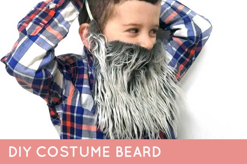 Make this easy DIY fake beard for your kids' purim costume! This super easy costume beard is made using faux fur and requires no sewing - it's ridiculously easy! #purim #diycostume #beard