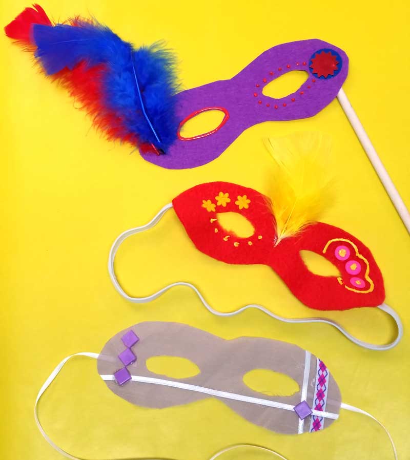 Decorate fabric masks for PUrim - I love this Purim craft because it can be done by little kids, big kids, preschoolers, teens and tweens, and even grown-ups! #purim #teencraft #Jewishcraft