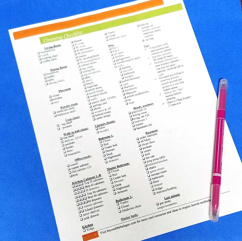 Passover cleaning checklist square image