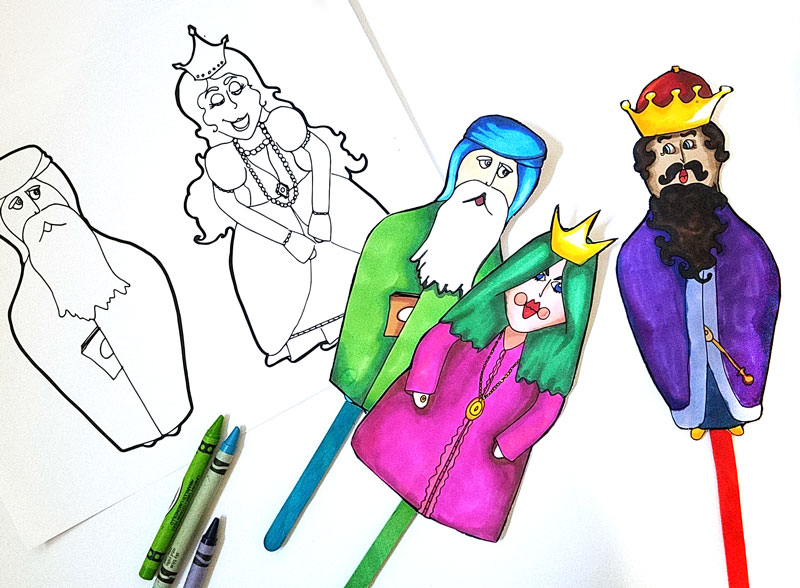 If you're looking for a great Purim activity for kids and families, thesea adorable Purim puppets are spot on! The free printable coloring pages for Purim are a paper craft to turn into puppets and are perfect for all ages. Enjoy! #purim #jewishcraft #jewish