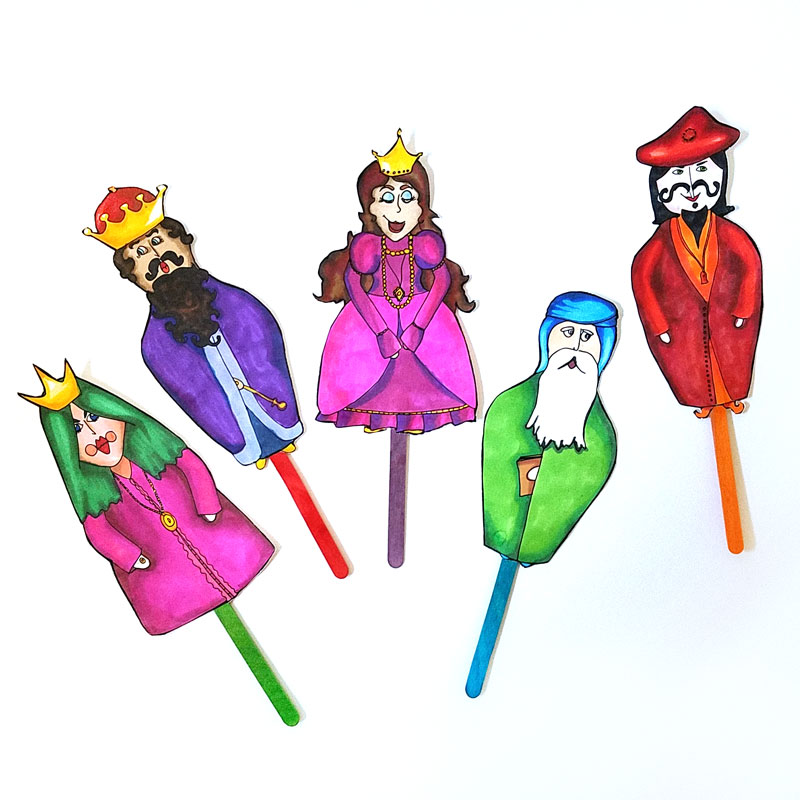 If you're looking for a great Purim activity for kids and families, thesea adorable Purim puppets are spot on! The free printable coloring pages for Purim are a paper craft to turn into puppets and are perfect for all ages. Enjoy! #purim #jewishcraft #jewish