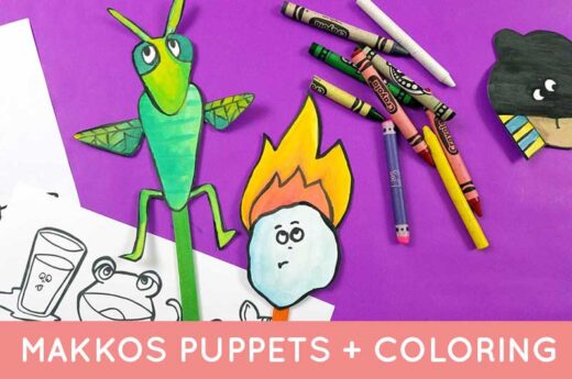 Pesach Puppets - Makkos Color-in Craft and Coloring Page