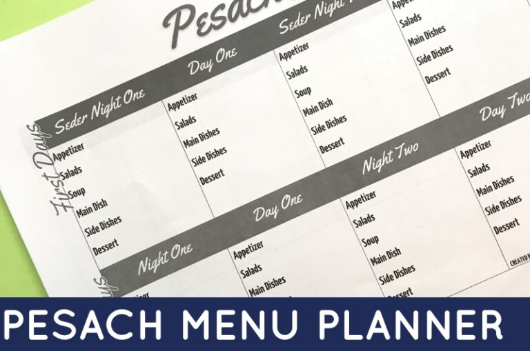 Pesach Menu Planner – Free Printable
