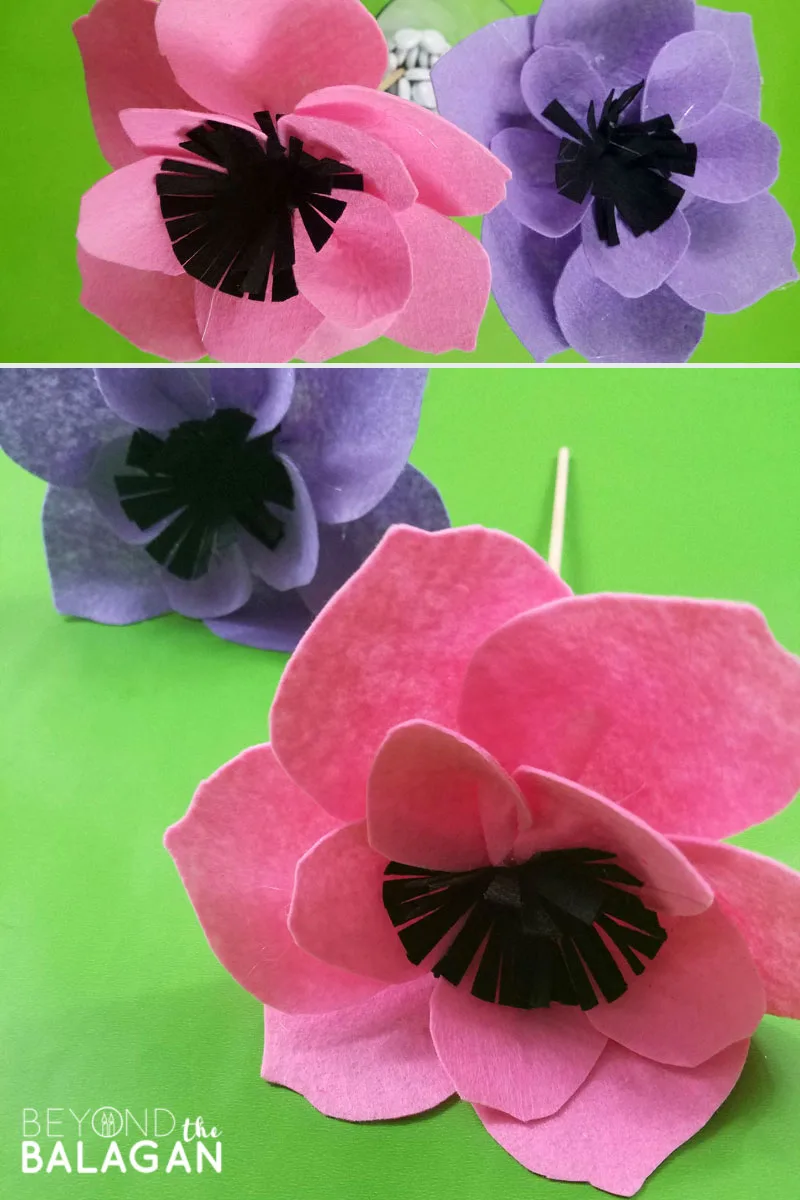 Make these beautiful DIY felt flowers for Shavuot - use the free pritnable template for this cool spring craft! #feltflowers #felt #beyondthebalagan