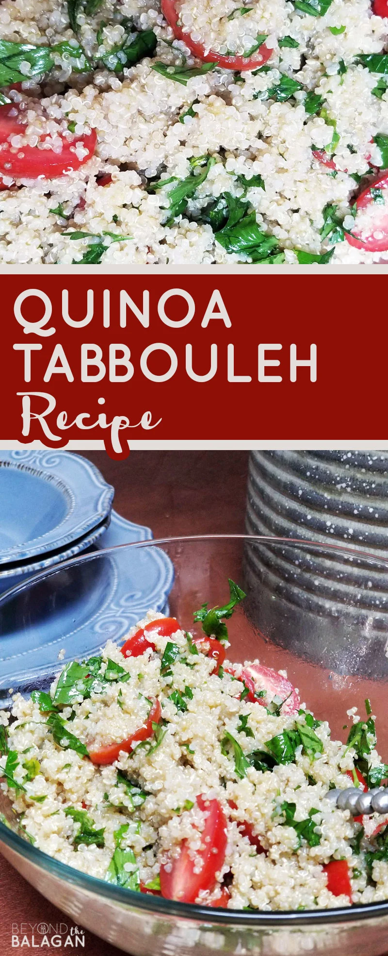 Looking for a delicious healthy salad recipe that's also filling? Try this yummy quinoa tabbouleh salad recipe - a middle eastern dish that's deliciously herby and will help you use up your parsley from your garden. #parsley #tabbouleh #salad