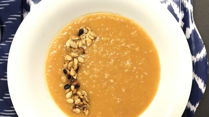 Hearty, Roasted Butternut Squash Soup with Farro