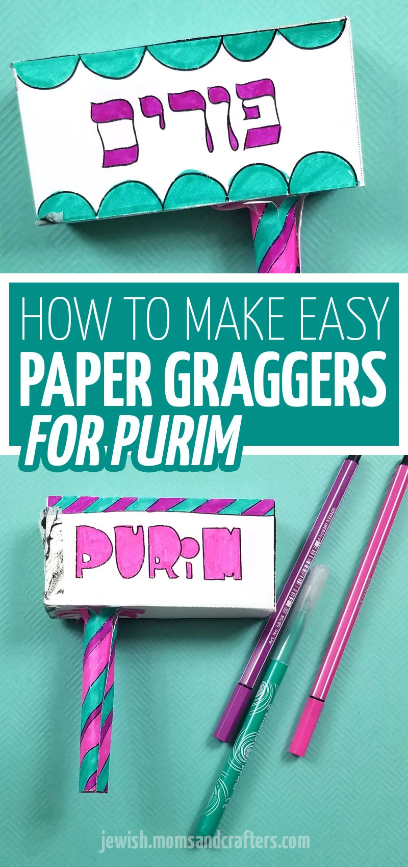 Make these easy paper purim grogger crafts for kids or adults - even toddlers and preschoolers can color and craft this fun purim project!
