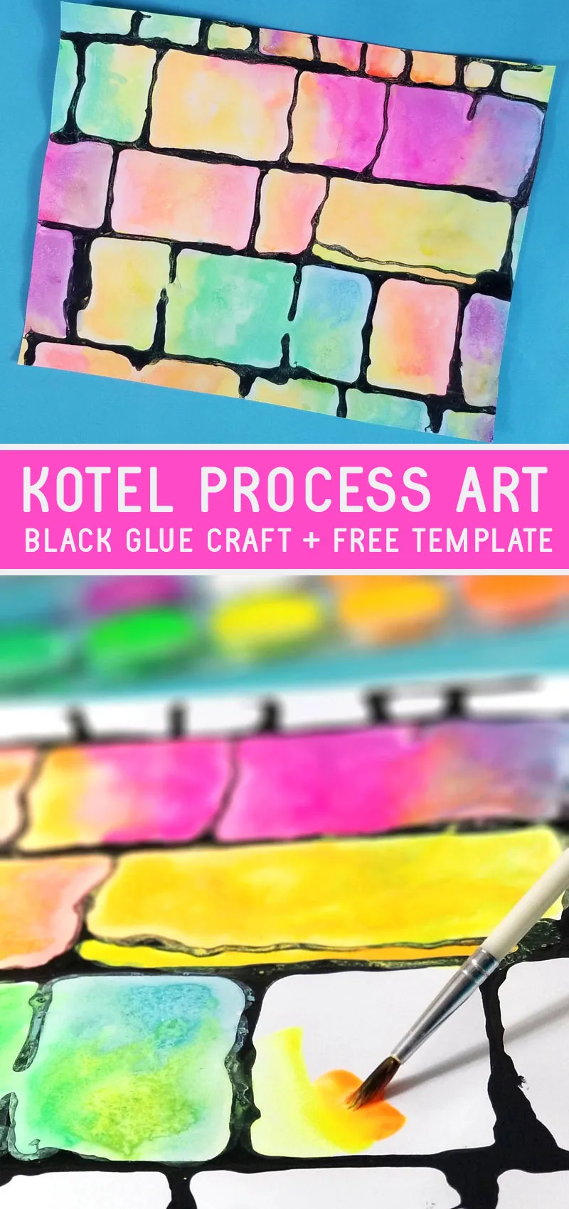 Make this gorgeous Kotel art project for kids and adults - great for Hebrew School and studying Israel and Independence Day! This beautiful black glue resist craft uses neon watercolor paints for a fun Jewish art project for kids. It makes a great Sukkah Decoration too.