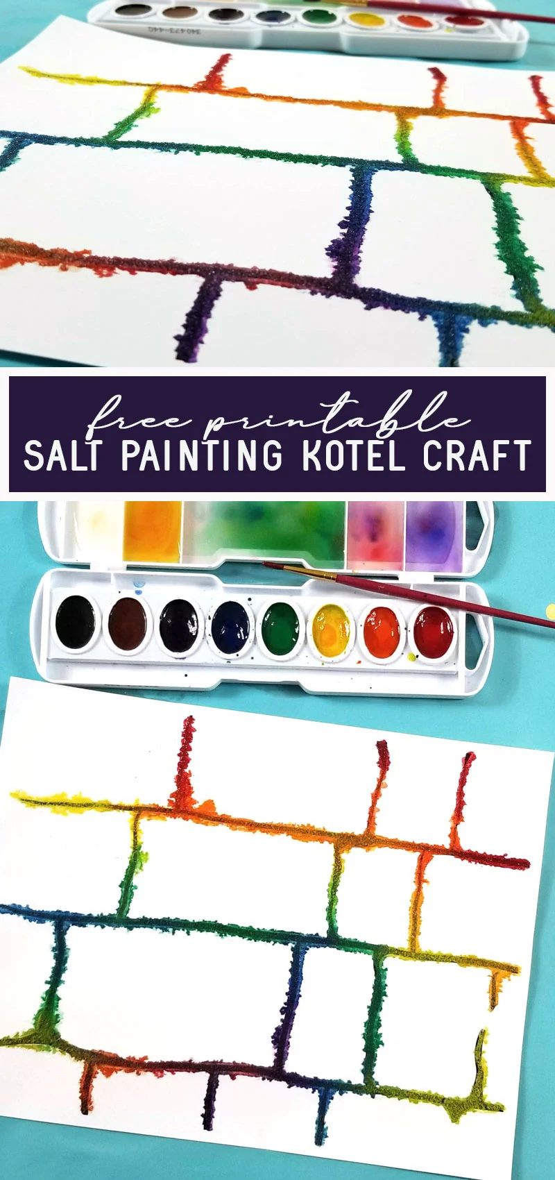 Kotel salt art craft - a Jewish Steam craft and activity - Hebrew School Science. This fun Kotel craft and art project features salt painting and watercolors- a fun absorbency experiment and a relaxing craft for kids or adults. 