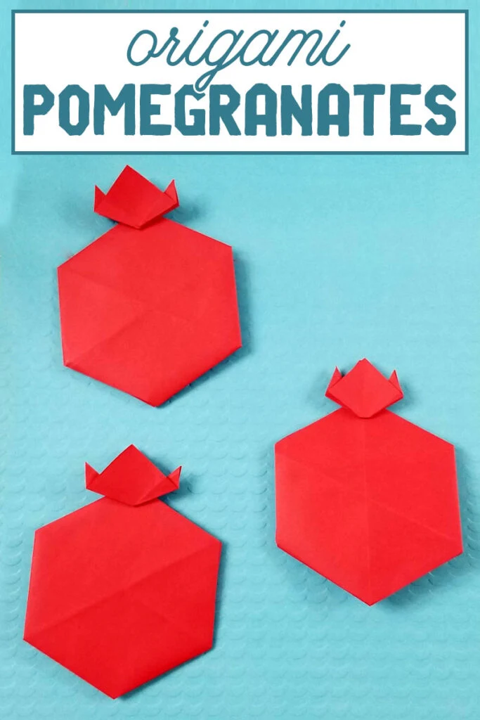 click to make origami pomegranates - a fun paper craft for kids to celebrate the high holidays.
