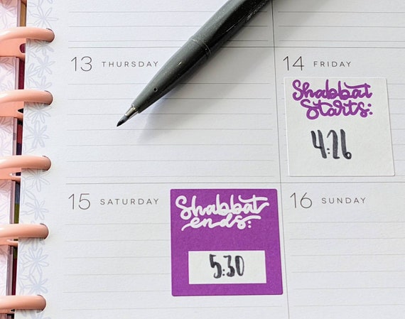 Jewish Planner Stickers Shabbat Times Calendar Stickers | Etsy