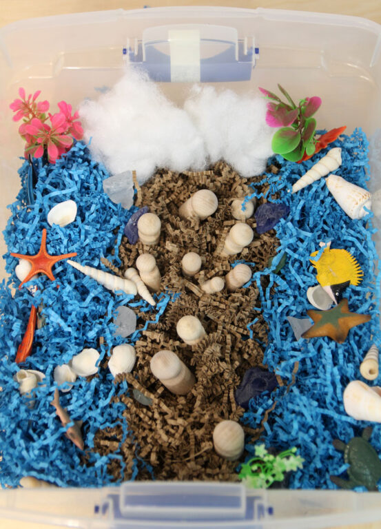 Passover Sensory Bin: Splitting the Sea - Jewish Moms & Crafters