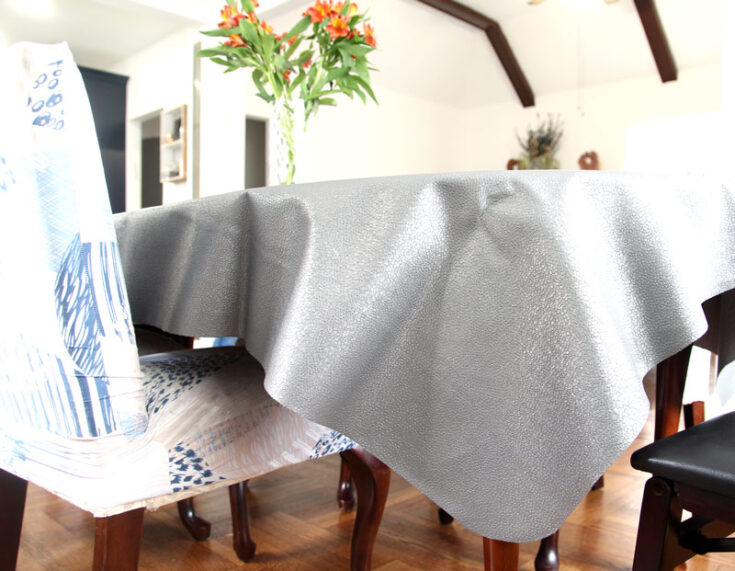 Faux Leather Tablecloth DIY in Five Minutes from Yardage