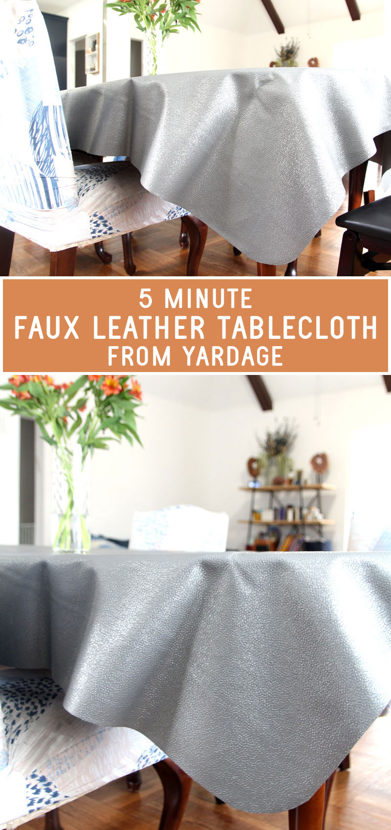 faux leather tablecloth from yardage staged hero