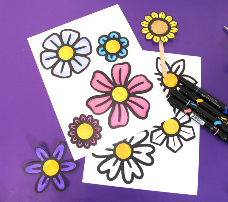 Shavuot Flowers Colorin Flowers to Print and Craft