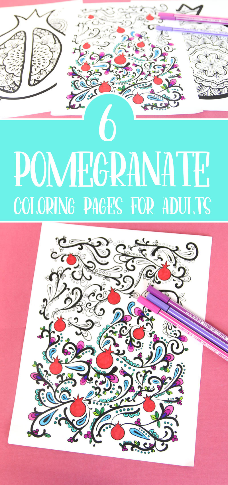 pomegranate coloring pages cover image with text