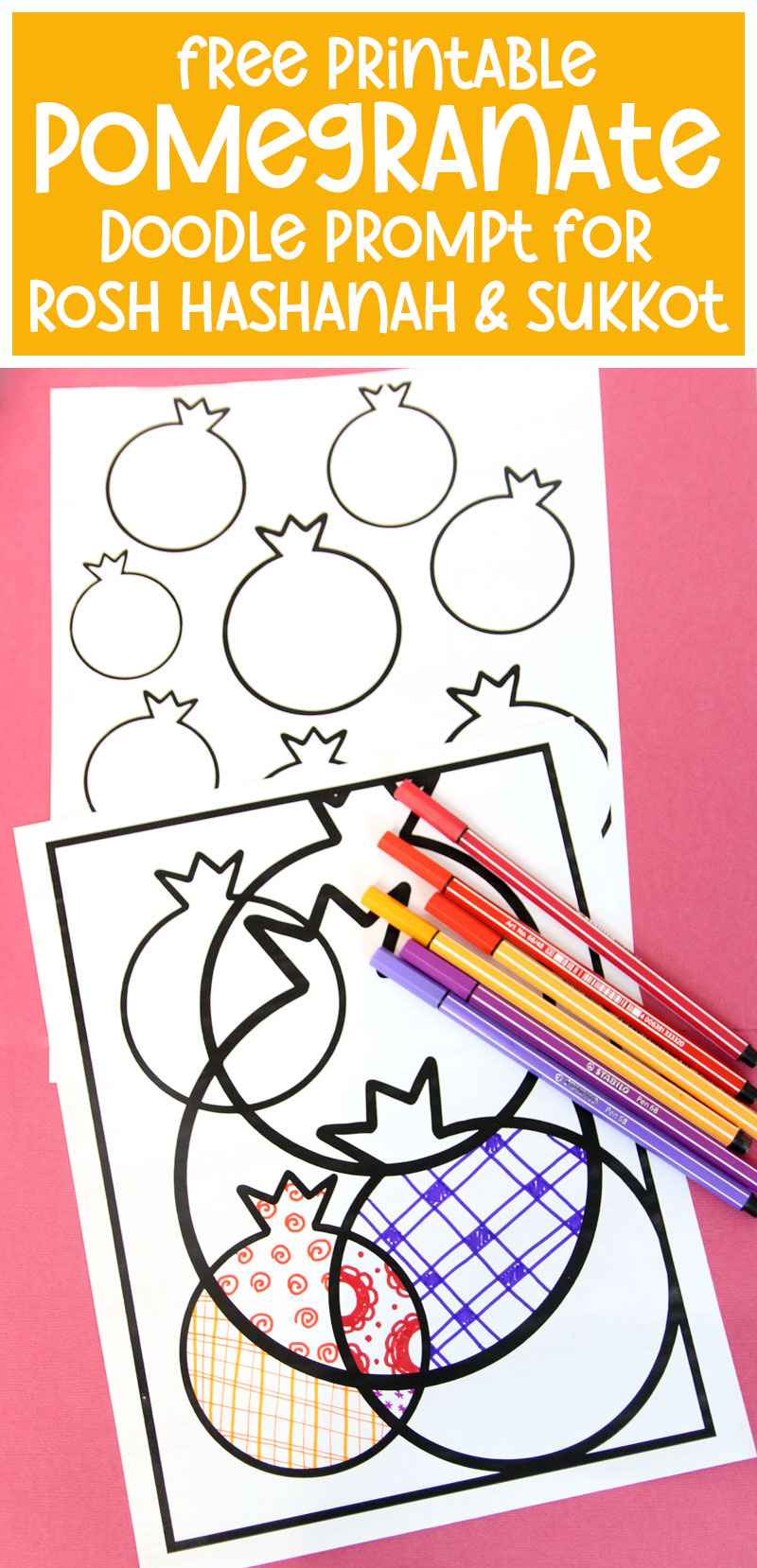 Pomegranate Doodle Art Activity Jewish Moms & Crafters