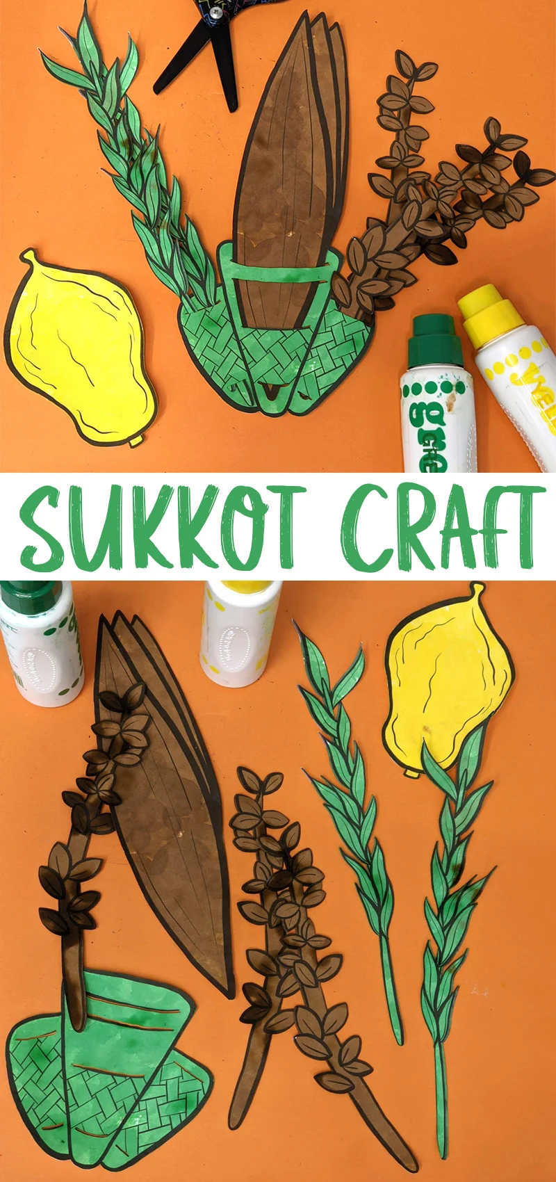 Looking for a fun and simple Lulav and Etrog craft for kids for Sukkot? This printable teaches kids the arrangement and the parts too!