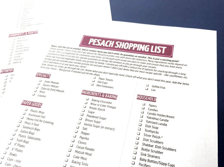Master Shopping List for Passover Jewish Moms & Crafters