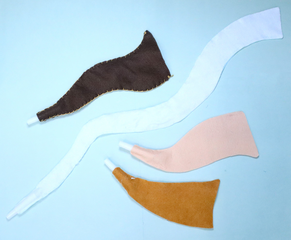 birds-eye shot of the DIY toy shofar from felt