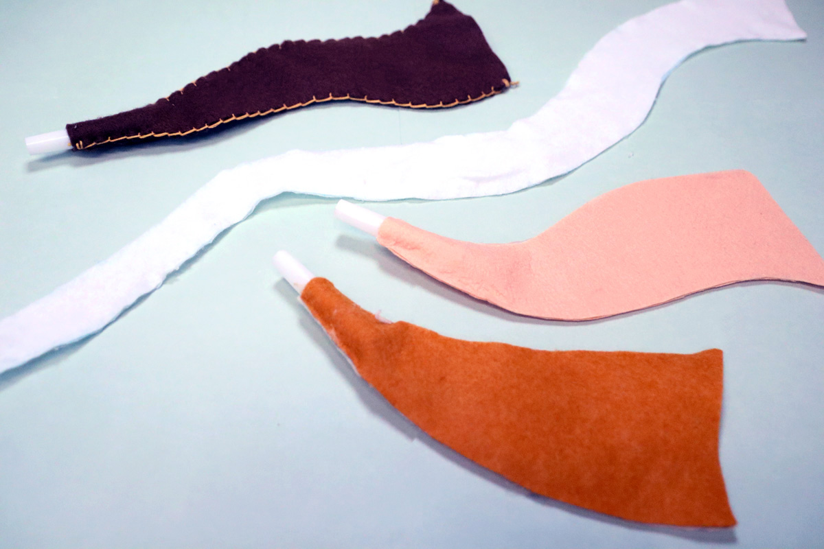 assortment of DIY toy shofar from felt