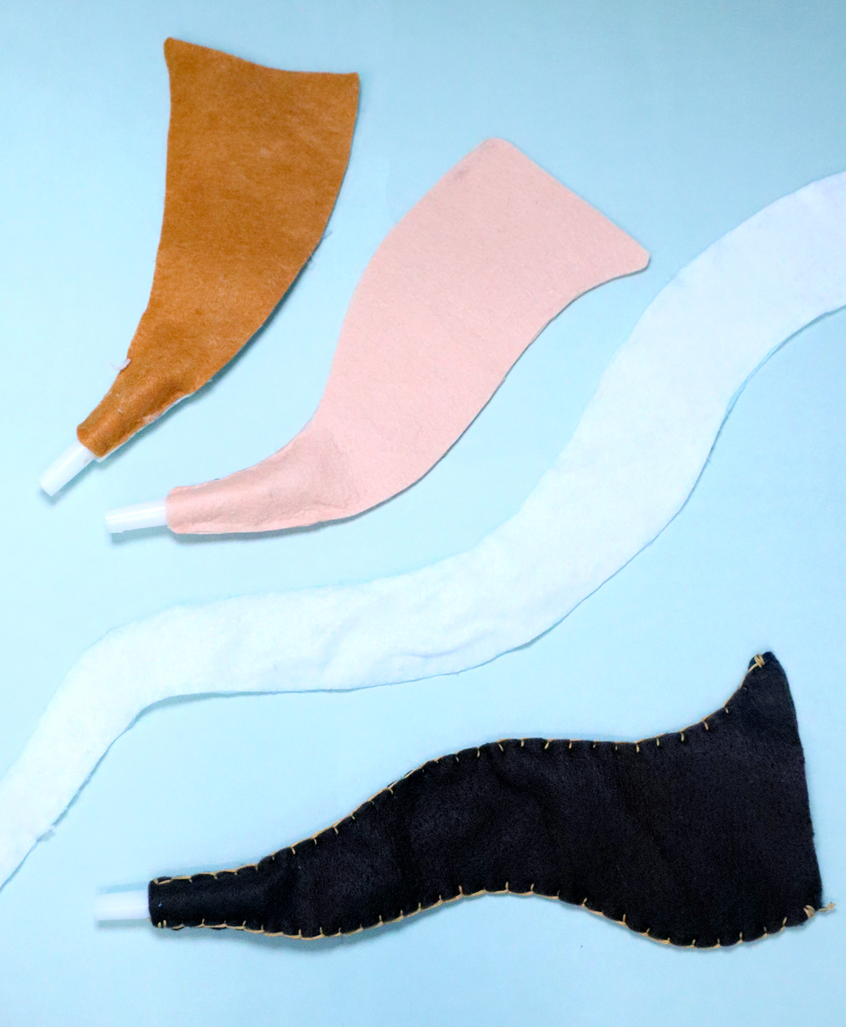 small, medium, and large DIY toy shofar from felt