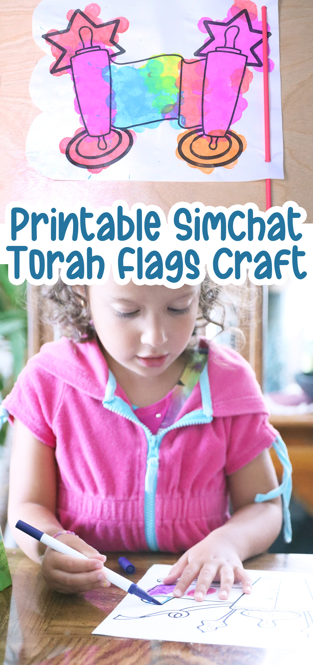 printable simchat torah flags craft