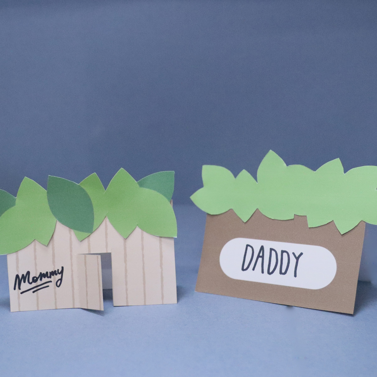 Sukkah name cards svg and pdf with a blue background 