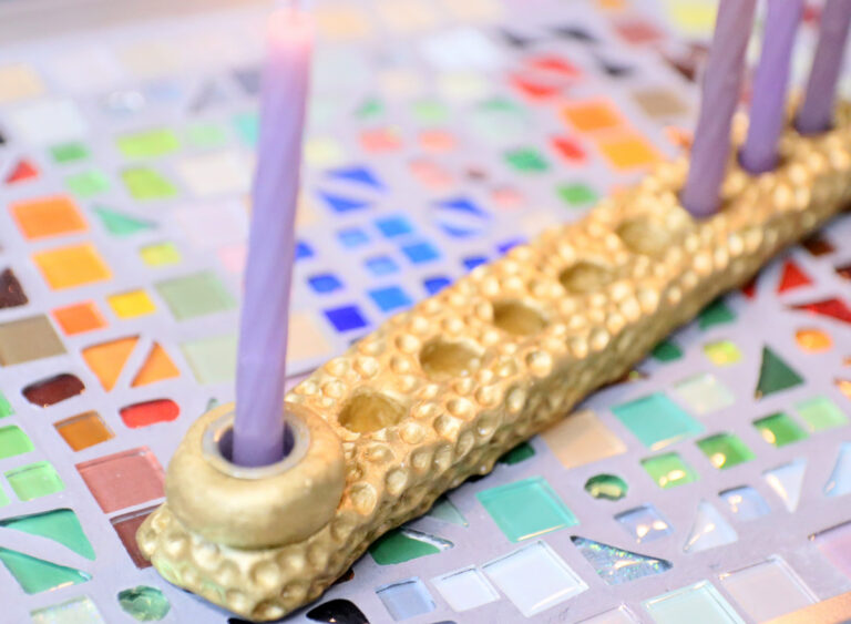 DIY Air Dry Clay Menorah (Flame Tested)