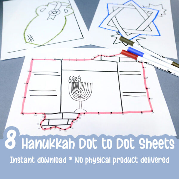 Hanukkah Dot to Dot Printable Worksheets for Kids - Jewish Moms &amp; Crafters