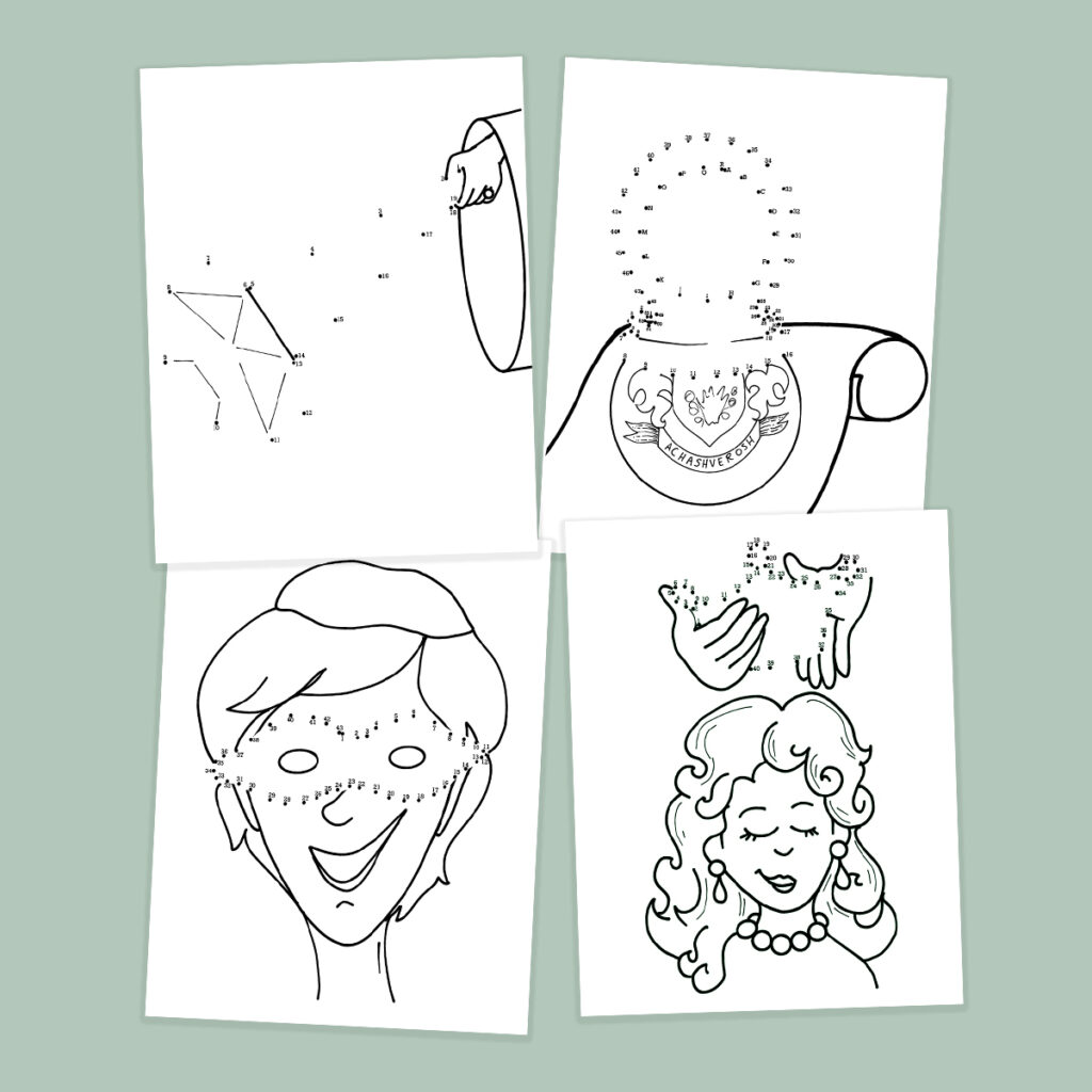 Purim Dot to Dot Printable Worksheets for Kids - Jewish Moms &amp; Crafters