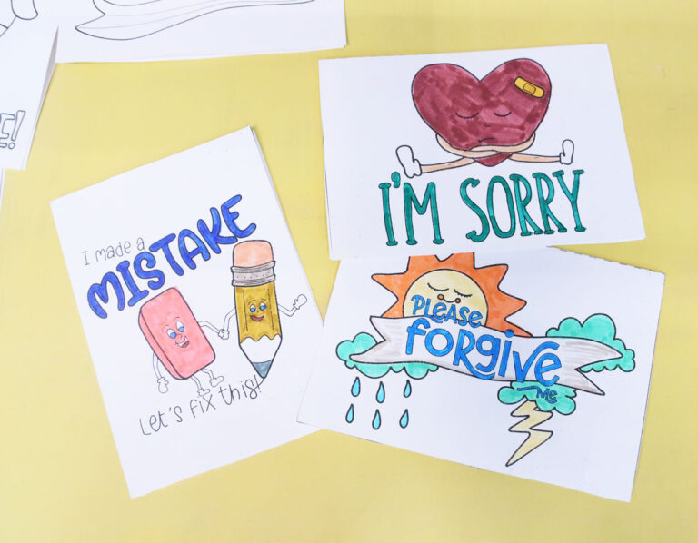I’m Sorry Cards for Kids to Color & Craft