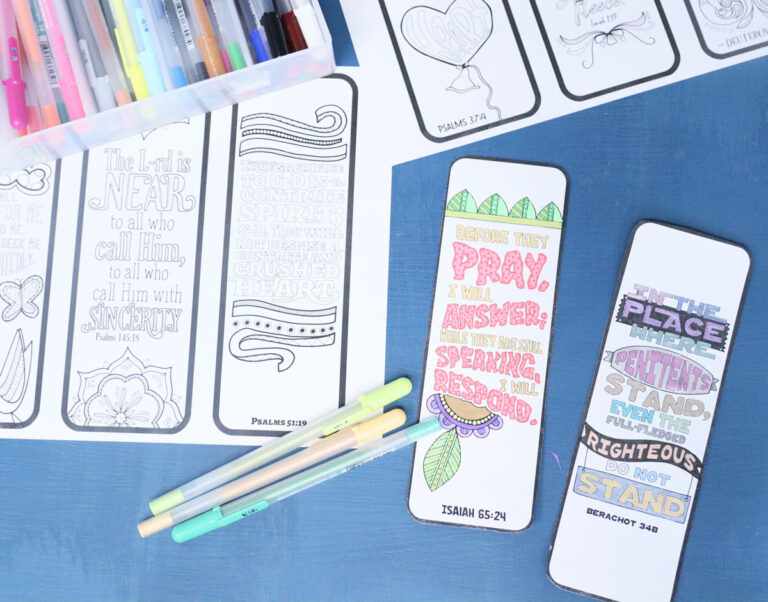 Machzor Forgiveness & Prayer Bookmarks – Coloring for Adults