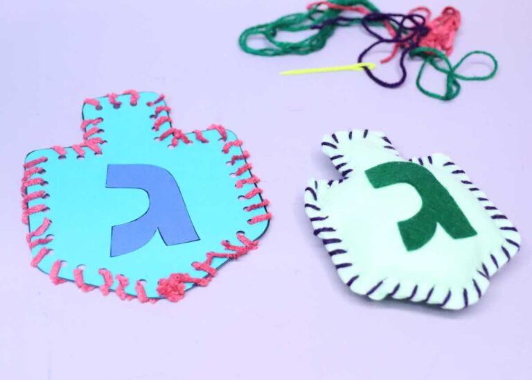 Dreidel Sewing and Lacing Craft for Kids – Free Templates